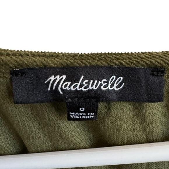 Madewell Corduroy Seamed Long-Sleeve Mini Dress in Kale, Size 0 - Picture 8 of 11